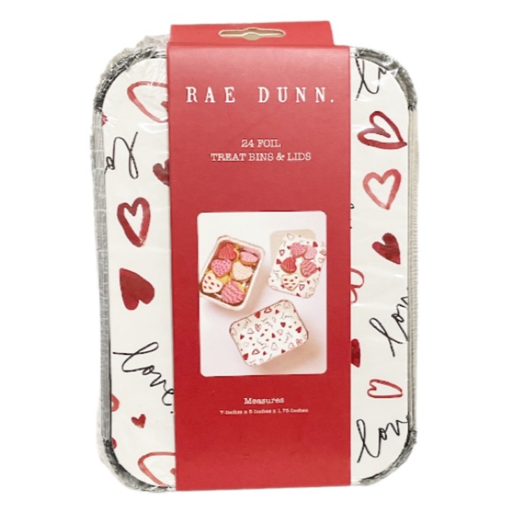 NEW Rae Dunn Valentine’s Day LOVE 24 Pk Foil Treat Bins & Lids💖♥️💖